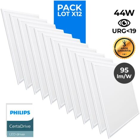 Pack De 12 Paneles LED Slim 60X60 Cm - Driver Philips - 44W - - Blanco Cálido