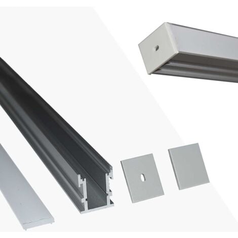 Perfil de aluminio para tira LED empotrable en suelo con difusor - 2 tapas  - 21x26mm - IP54 - 2
