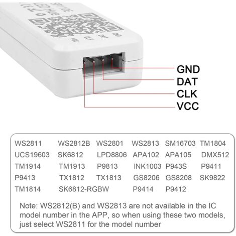 Controlador LED IC pixel WIFI RGB/RGBW - 5-24V DC