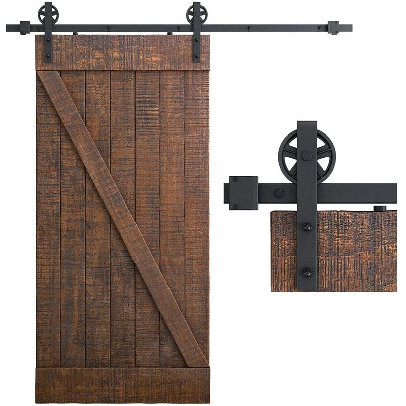 Kit de puerta corredera para puerta de granero, herrajes para puertas  correderas de una sola vía, puertas de madera dobles, kit de herrajes para