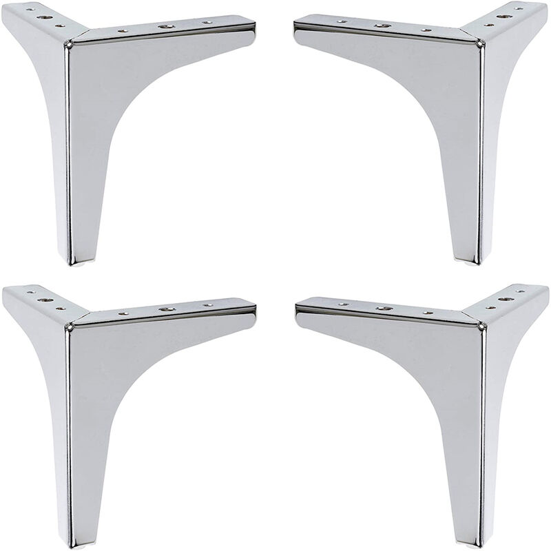 4 Pcs Patas para Sofas de Metal Patas de Repuesto para Muebles Triangulares  para Mesa Armario Cama Plata - 10cm