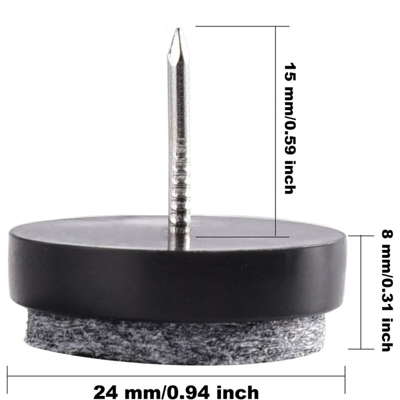 Clavo 50 pzs Almohadilla de fieltro de suelo de pata de mesa Protector de clavo DIY de deslizamiento de resbalon 22mm R TOOGOO 