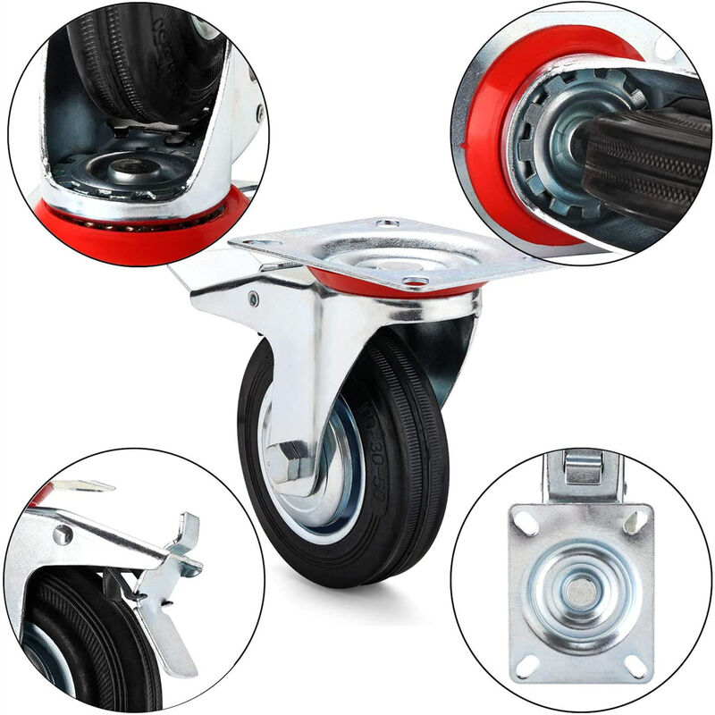 Ruedas giratorias para cuna de 1 pulgada con soporte en U, ruedas de goma  TPE, ruedas giratorias para muebles, ruedas silenciosas pequeñas para cama