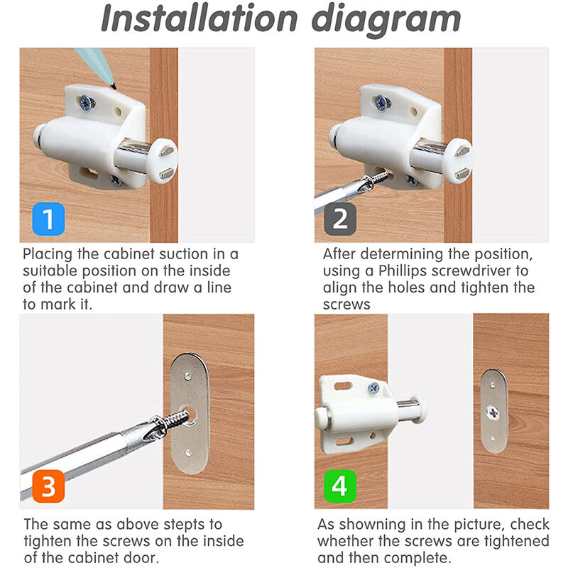 6 Pcs Cierre Magnético Puerta con Tornillos Cerradura Magnética para Mueble  Armario Corredizo Beige