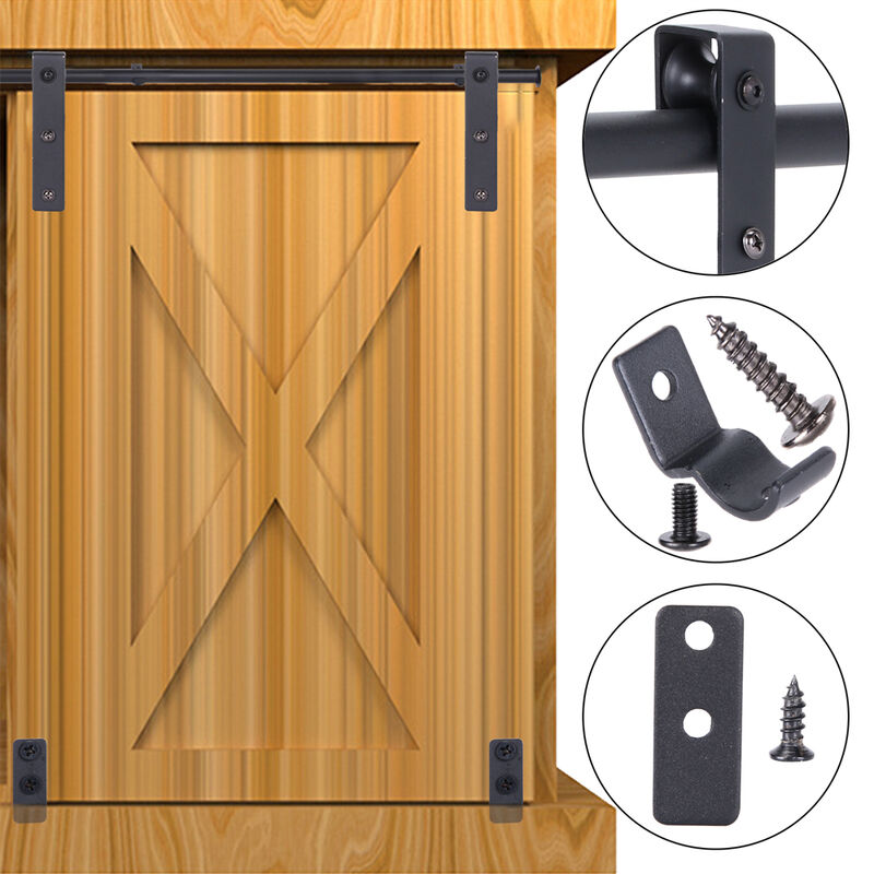 Kit de herrajes para puertas correderas de 5 a 13 pies, kit de herrajes  para puertas correderas de granero para puertas dobles de madera, una sola
