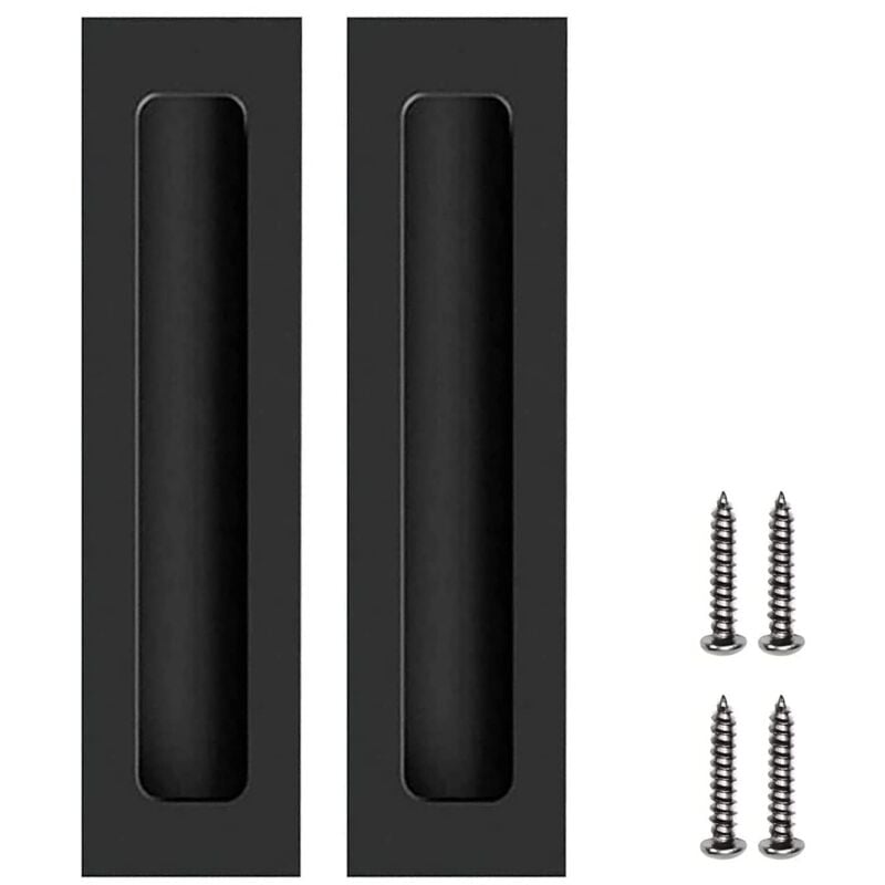 2 Piezas Tirador Puerta Corredera Negro 160mm Manijas para Muebles Armarios Empotrados con Tornillos