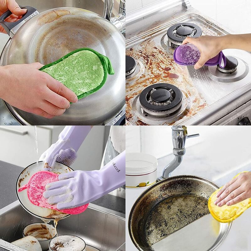 Esponja para fregar de celulosa, esponja para lavar platos de cocina de dos  caras, limpieza diaria de ollas para lavar platos en el hogar
