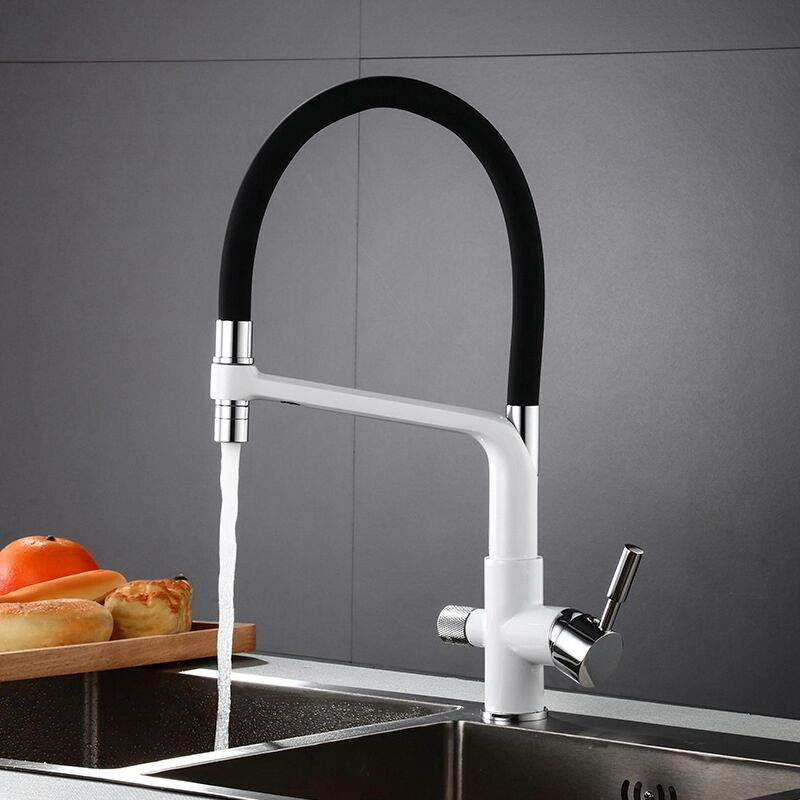 Grifo negro de alta calidad para fregadero de cocina, rociador giratorio de  agua potable directa con