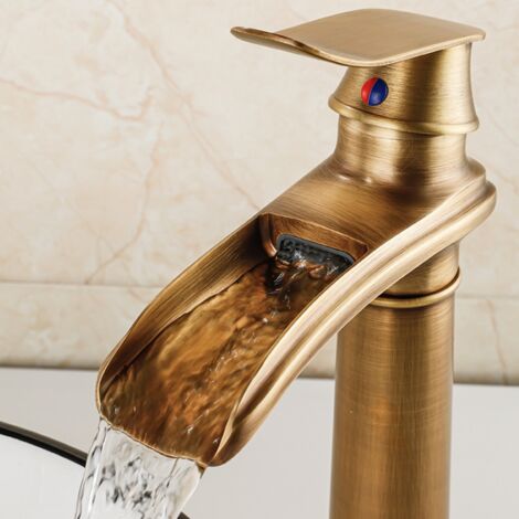 Alto Grifo Lavabo Cascada Moderno Mezcladora Monomando para Lavabo