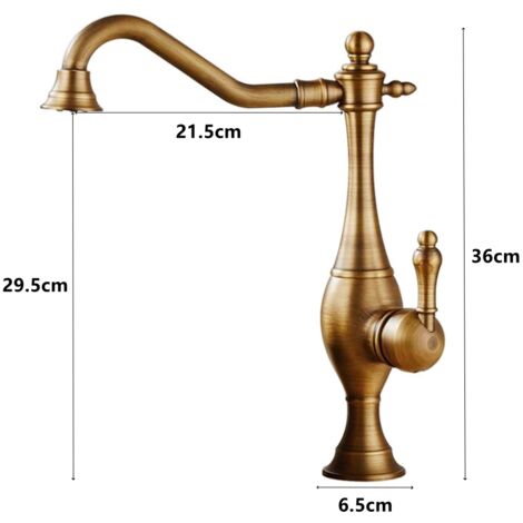 Grifo de Lavabo de Latón Antiguo Bronce Mezclador Monomando de