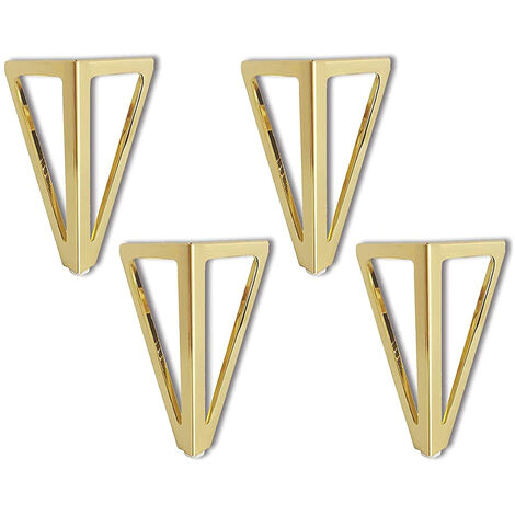 4 Pcs Patas para Muebles Triangulares Pies de Cama Reemplazables de Metal  con Tornillos Dorado