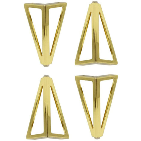 4 Pcs Patas para Muebles Triangulares Pies de Cama Reemplazables de Metal  con Tornillos Dorado