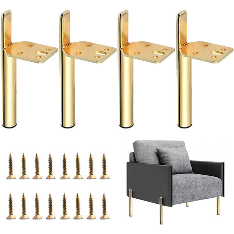  Patas de muebles en forma de V, pies de repuesto de muebles de  metal de hierro, rodamiento de carga fuerte, adecuado para cama, sofá,  mesa, tornillos de instalación de envío/dorado/4.7 in 