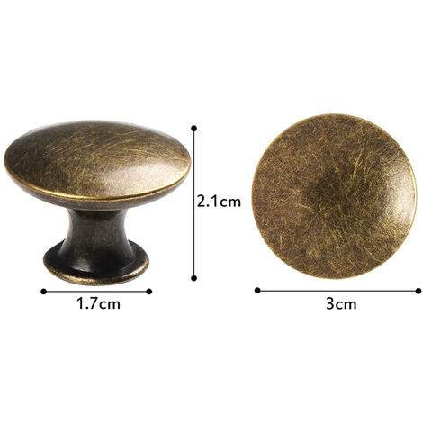 10 Piezas Pomo para Armario Redondo 30MM Bronce Tiradores Cajones Vintage,  Pomos de Muebles para Armarios