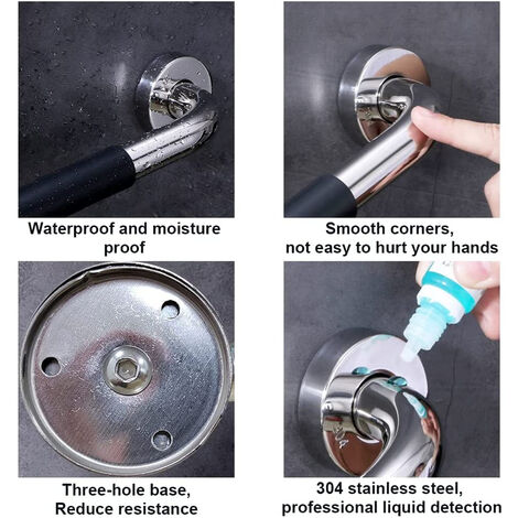 Barras de apoyo para ducha para pared de baño, barra de agarre en forma de  T de acero inoxidable, mango de seguridad con tubo exterior de nailon