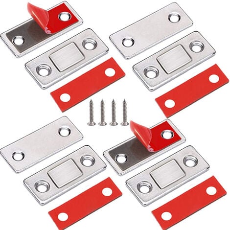 4 Piezas Cerraduras Magnéticas para Puertas Armarios Pestillos Adhesivos  con Tornillos
