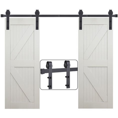 Kit de herrajes para puerta corrediza de granero – Kit de riel colgante de  accesorios para puerta de granero (sin puerta), accesorios de riel