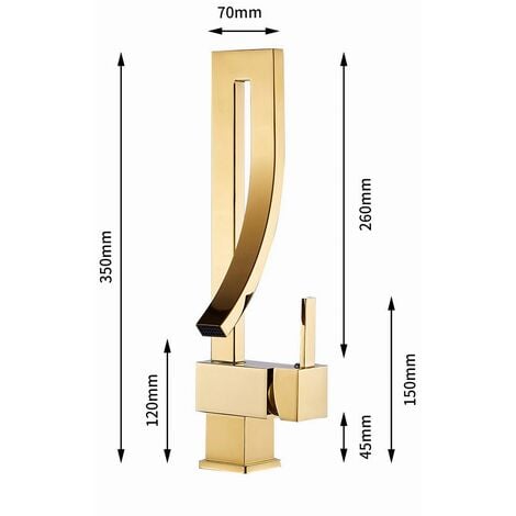 Grifo de Lavabo Dorado Mezclador Monomando Moderno Diseño Creativo Ajustable de Agua Caliente y Fría