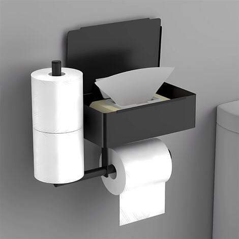  Portarrollos de papel higiénico de acero inoxidable para baño,  color negro : Herramientas y Mejoras del Hogar