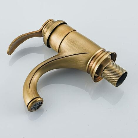 Grifo Lavabo Vintage de Latón Mezclador Monomando de Baño Bronce