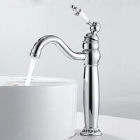 Grifo Baño Vintage Giratorio 360° Grifo Monomando Lavabo de Latón Grifos Mezclador con 3/8 Pulgada Mangueras Cromo