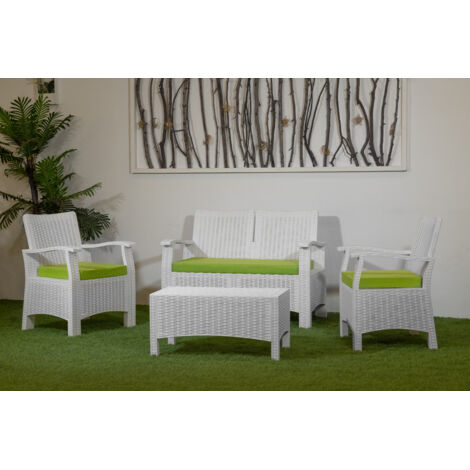 Salottino da giardino MOD. RATTAN SET 2 White Green
