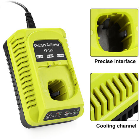 3A 12V-18V Chargeur de Remplacement pour Chargeur Ryobi 18V P117 P118 P113 BCL1418 260051002 Compatible avec la batterie Ryobi 18V