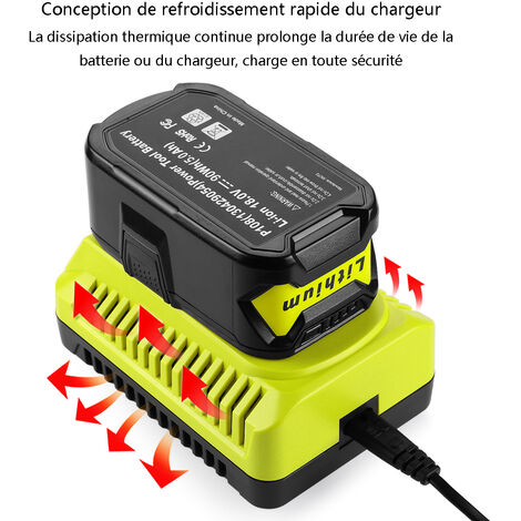 3A 12V-18V Chargeur de Remplacement pour Chargeur Ryobi 18V P117 P118 P113 BCL1418 260051002 Compatible avec la batterie Ryobi 18V