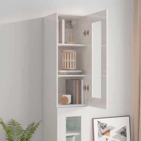 Armoire Murale Suspendue Blanc Brillant 34 5x34x90 Cm