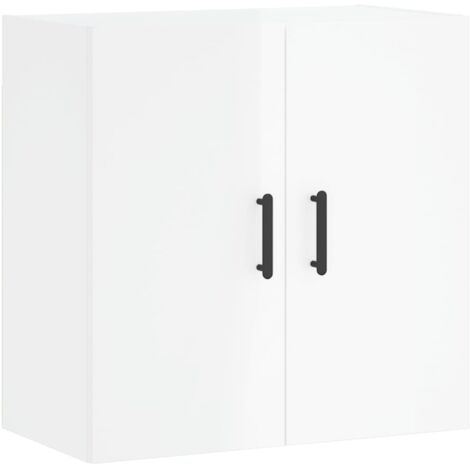 Armoire Murale Suspendue AUVYI 60x31x60cm Blanc - Meuble Rangement Salle De Bain Bois D'Ingénierie