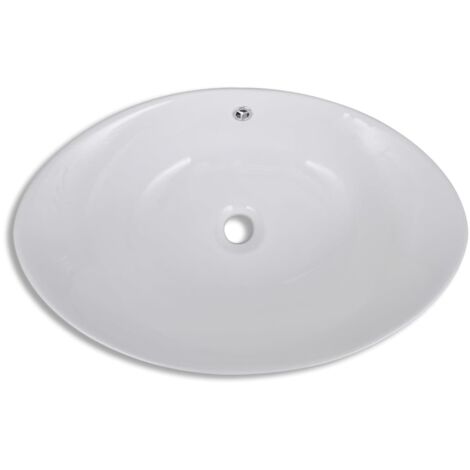 Lavabo ovale en céramique avec trop plein 59 x 38,5 cm