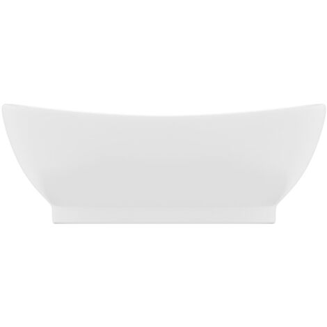 Lavabo ovale de luxe à trop-plein Blanc mat 58,5x39cm Céramique