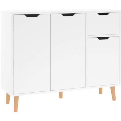 Buffet Blanc Brillant X X Cm Bois D Ing Nierie