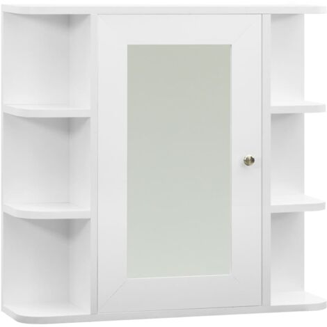 Armoire à miroir de salle de bain Blanc 66x17x63 cm MDF
