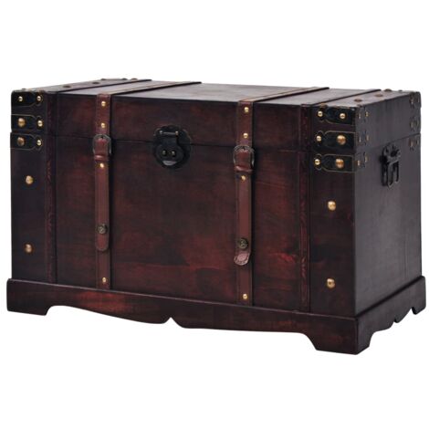 Coffre vintage de rangement bois 66 x 38 x 40 cm