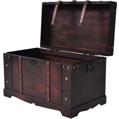 Coffre vintage de rangement bois 66 x 38 x 40 cm