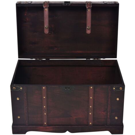 Coffre vintage de rangement bois 66 x 38 x 40 cm