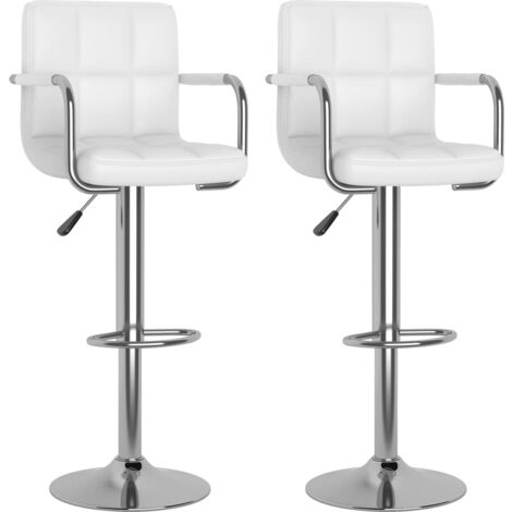 Tabourets de bar lot de 2 blanc similicuir