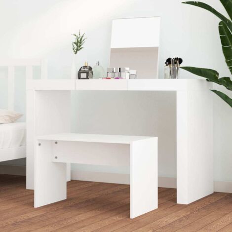Tabouret De Toilette Blanc – Hauteur 45 Cm, Bois D'ingénierie, Design Moderne Pour Coiffeuse, Chambre Ou Salon