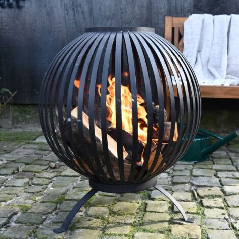 Brûleur à Feu Suédois Esschert Design - Brasero Métal Effet Rouille 32x32cm