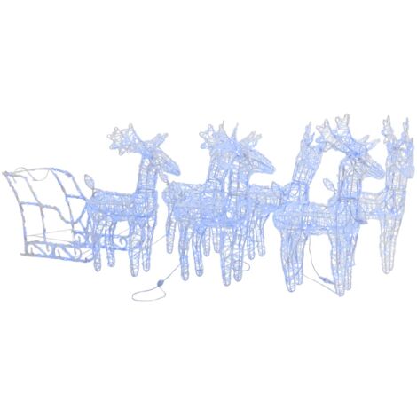 Décoration de Noël Rennes et traîneau 320 LED Acrylique