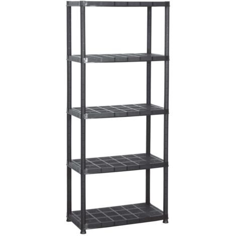 VIDAXL Etagere de rangement a 4 niveaux Noir 61x30,5x130 cm Plastique pas  cher 