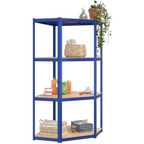 Étagère de rangement garage vidaXL Étagères à 4 niveaux 2 pcs Bleu