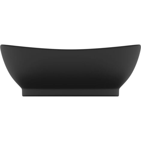 Lavabo ovale de luxe à trop-plein Noir mat 58,5x39 cm Céramique