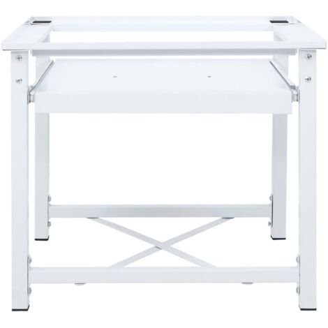 Socle pour machine à laver avec étagère coulissante Blanc