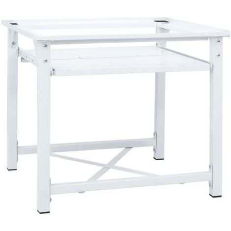 Socle pour machine à laver avec étagère coulissante Blanc
