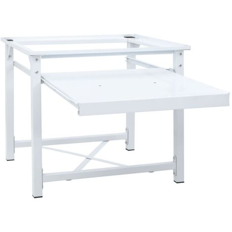 Socle pour machine à laver avec étagère coulissante Blanc