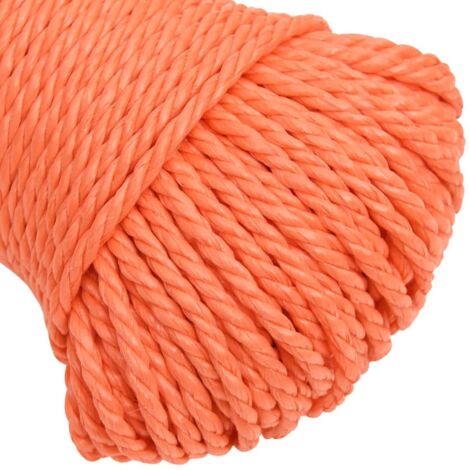 Corde Polypropylène Orange 6mm X 50m - Ligne Ancrage Amarrage Bateau Tressée Robuste