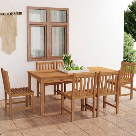 VIDAXL Table de salle a manger en bois avec 4 chaises Naturel pas cher 
