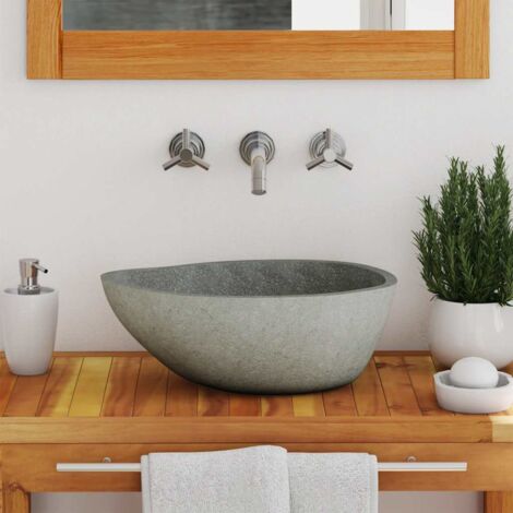 Lavabo en pierre de rivière Ovale (37-46)x(29-36) cm